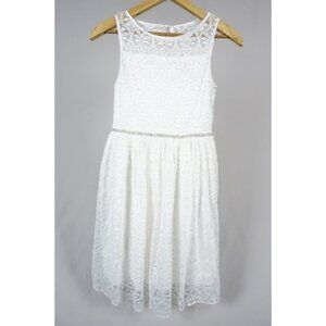 EUC Speechless Girls' Formal Dress Three Layers Lace White Jewel Belt Size 12
